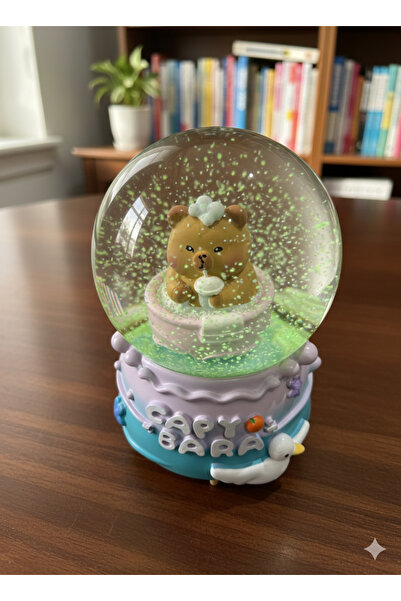 GÜÇLÜ Capybara büyük boy kar küresi dinlendirici müzik ışıklı müzikli kar püs...