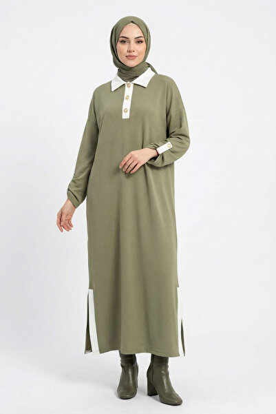 ABAY GİYİM Women's Sports Polo Neck Modal Fabric Slit Detail Comfortable Fit ...