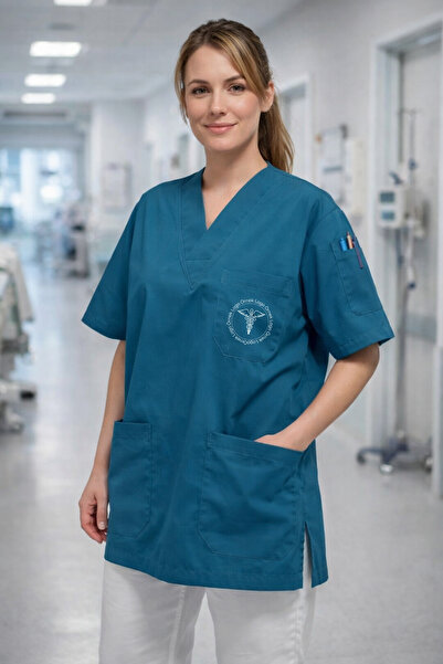 mirach 5-Pack Corporate Logo Printed Doctor Nurse Scrubs Technician Medical Uniform Surgical Single Top Series