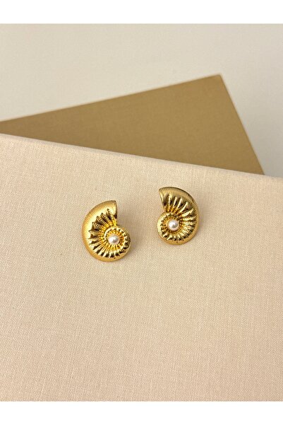 YOUES JEWELRY أقراط نسائية من الفولاذ المينيماليستي مع اللؤلؤ الذهبي