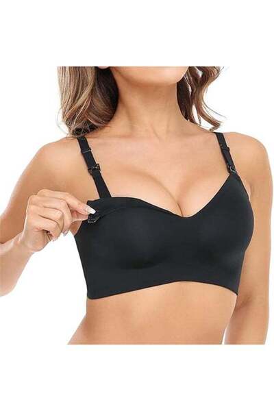 Momcozy Ultra Soft and Wide Nursing Bra - YN21 - Black Medium