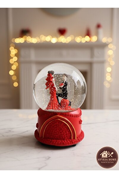 GenelTedarik AYYESA HOME BÜYÜK 16 CM Müzikli ve Kurmalı Dönen Kız Erkek Kar Küresi Yılbaşı Eş Sevgili Hediye
