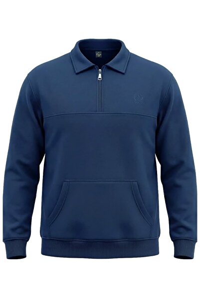 tambattal Hanorac de iarnă cu buzunar cangur cu jumătate de fermoar, cu 3 fir...