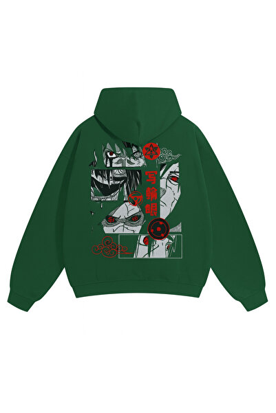 CLASSY.MODA سويت شيرت للجنسين قصة فضفاضة بغطاء رأس باللون الأحمر برسومات مطبو...