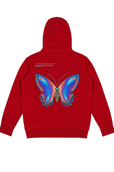 CLASSY.MODA Φούτερ Unisex oversized με κουκούλα με πολύχρωμο σχέδιο πεταλούδα...