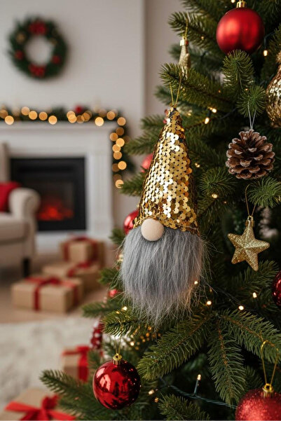 Kokoş Parti Yılbaşı Peluş Şans Cücesi 20 cm – Dekoratif Noel Baba Figürü - Ye...