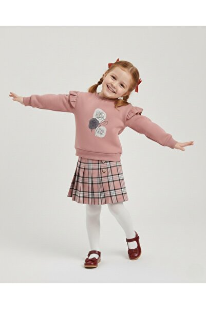 Ege Bebek Bluză cu volane pentru fetiță de 4-5-6-7-8 ani și set elegant pentru copii din fustă pantalon scurtă piese l Set pentru fetiță de sărbători