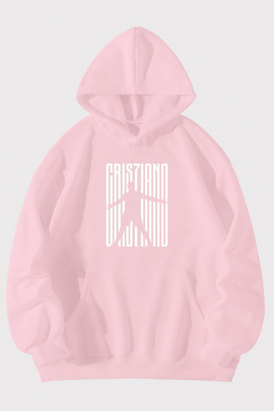 CLASSY.MODA Unisex supradimensionat cu glugă Negru Minimal Silhouette cu impr...