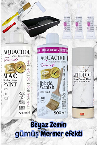 Aquacool Trend mermer fayans ıslak zemin lavabo boyama seti Mermer efekti 500...