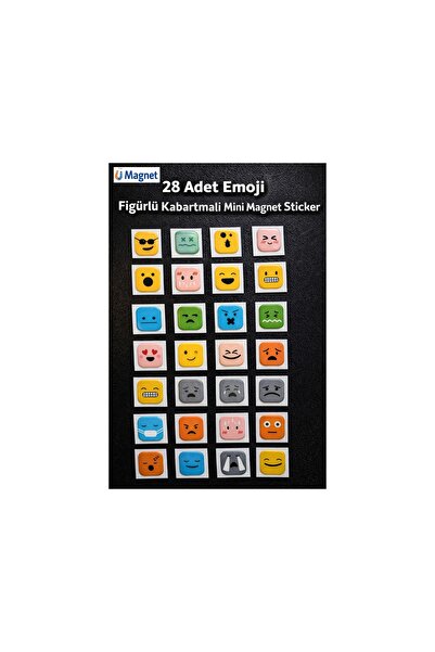 Ticon 28 Adet Emoji Figürlü Kabartmalı Mini Magnet Sticker
