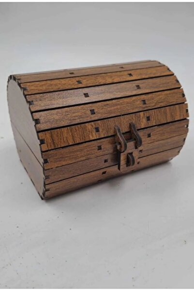 NETWORK ART Ahşap Dekoratif Sandık Kutu Ceviz Desenli 12 Cm X 10 Cm X 8 Cm