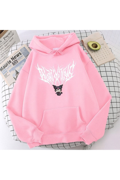 CLASSY.MODA سويت شيرت للجنسين مكون من بغطاء رأس خيوط K مطبوع Kangaroo Pocket ...