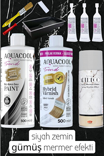 Aquacool Trend mermer fayans ıslak zemin lavabo boyama seti Mermer efekti 500...