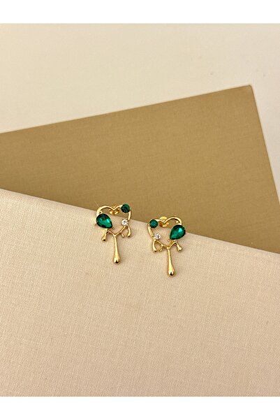 YOUES JEWELRY Çelik Renkli Taşlı Kadın Küpe