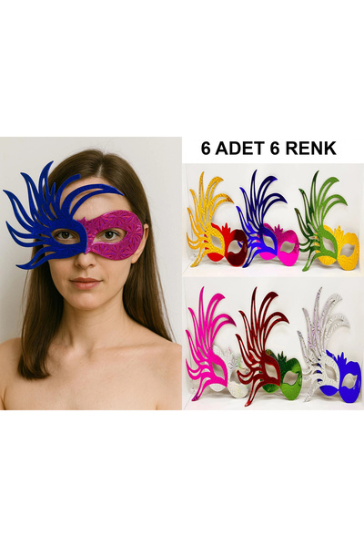 MegaSepet 6&amp;#39;lı Renkli Balo Maskesi Seti | Karton &amp; Lastikli (yetişkin-çocuk Uyumlu)