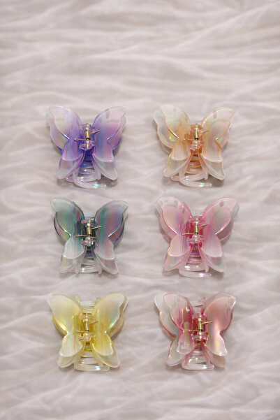 Serra Şeffaf & iridescent kelebek mandal tokalar