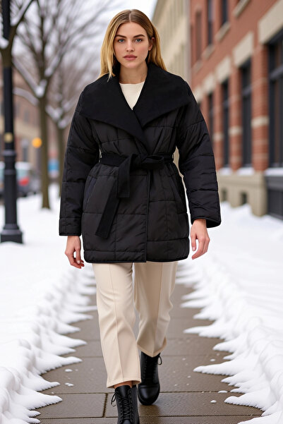 BENERLY Women Shirt Collar Long Sleeve Quilted Midi Coat Functional Durable Q...