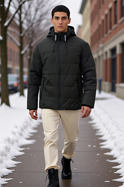 BENERLY Men's Hooded Long Sleeve Solid Pattern Regular Fit Coat Functional Du...