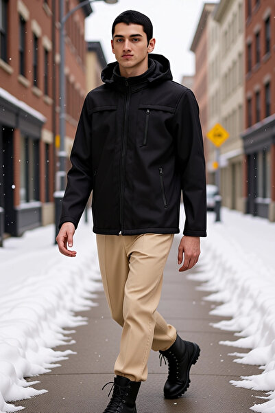 BENERLY Palton pentru bărbați, cu glugă și fermoar, cu mânecă lungă, croială ...