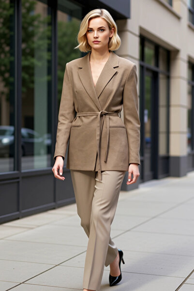 BENERLY Women's Double-Breasted Collar Long Sleeve Oversized Mold Jacket Func...