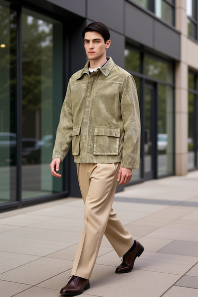 BENERLY Men's Regular Fit Jacket Collar Long Sleeve 100% Cotton Functional Du...