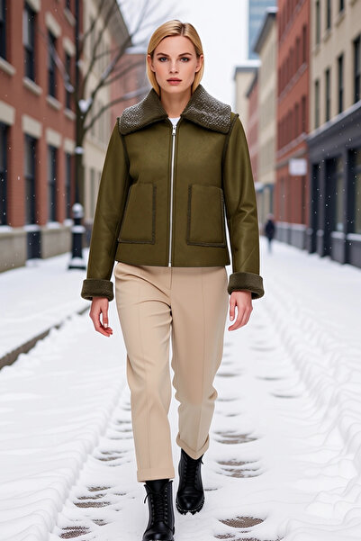 BENERLY Women's Regular Shirt Collar Long Sleeve Suede Coat Functional Durabl...