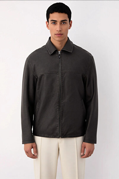 BENERLY Men's Jacket Collar Long Sleeve Fitted Fit Plain Pattern 100% Polyure...