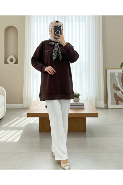 Modamorfo Scarf with Leopard Emblem 3 Yarn Sweat -K. Coffee