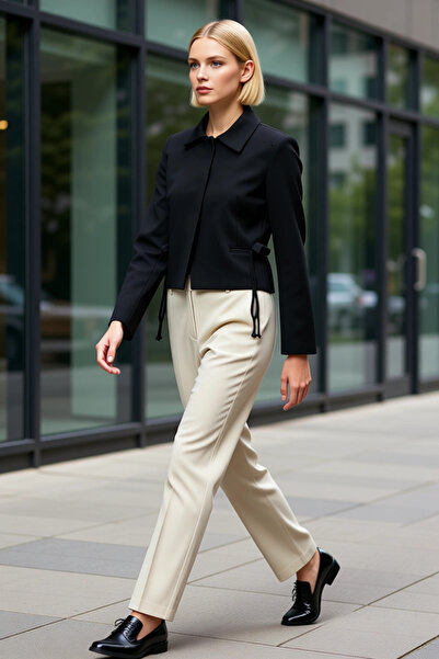 BENERLY Women's Jacket Collar Long Sleeve Plain Woven Pattern Oversized Funct...