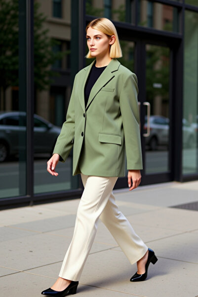 BENERLY Women's Oversized Jacket Collar Long Sleeve Plain Woven Functional Du...