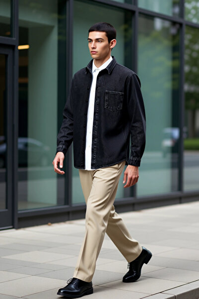 BENERLY Men's Shirt Collar Standard Sleeve 100% Cotton Regular Fit Plain Patt...