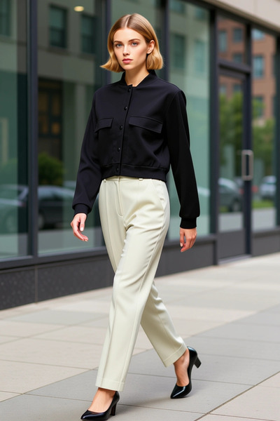 BENERLY Women's Mock Neck Low Arm Interlock Crop Jacket Functional Durable Qu...