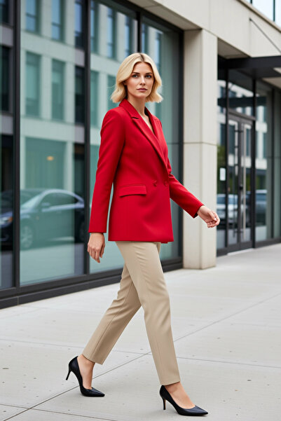 BENERLY Women's Regular Jacket Collar Long Sleeve Plain Woven Blazer Coat Fun...