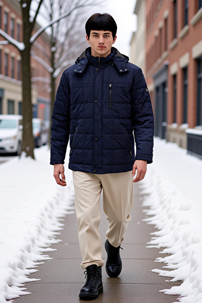 BENERLY Men's Hooded Standard Sleeve Plain Pattern Woven Coat 100% Polyester ...