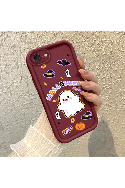 ucuc حافظة كرتونية ملونة باللون الأحمر الداكن متوافقة مع هاتف iPhone 7/8/SE 2...