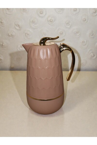 WDA Glass Vacuum Insulated Jug – 1.0 L, Blush Pink with Gold Handle
