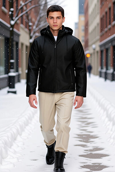 BENERLY Jachetă pentru bărbați cu glugă, hidrofugă, cu fermoar, cu mânecă lun...