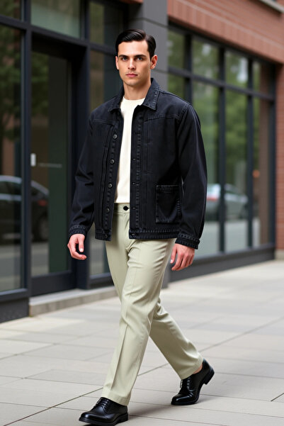 BENERLY Men's Jacket Collar Standard Sleeve 100% Cotton Regular Fit Functiona...