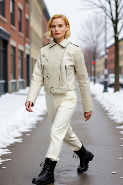 BENERLY Women Shirt Collar Long Sleeve Regular Fit Faux Leather Slim Coat Fun...