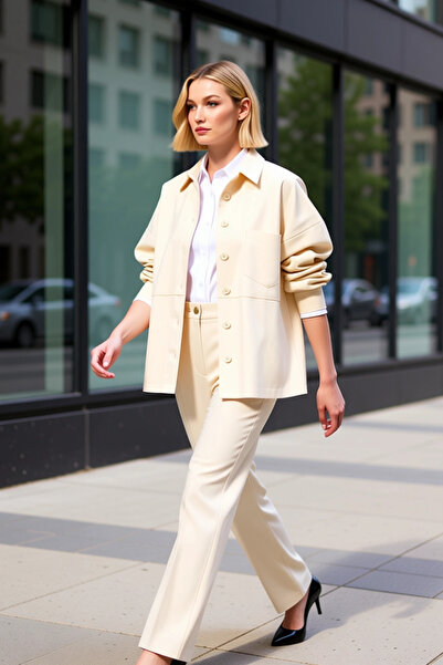 BENERLY Women's 100% Cotton Shirt Collar Standard Sleeve Gabardine Jacket Fun...