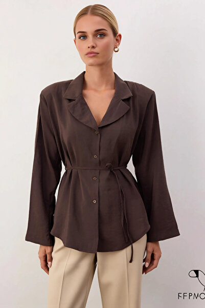 BENERLY Women's Jacket Collar Long Sleeve Plain Woven Shirt %100 Modal Functi...