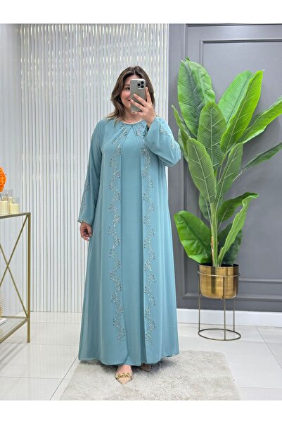 Modam Bella Rochie de seară din șifon, mărime mare, cu detalii din piatră și ...