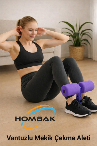 Hombak Vantuzlu Mekik Çekme Aleti – Ayak Destekli Ev Egzersiz Aparatı