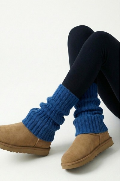 KOZİA OUTDOORS Doğal Yün Tozluk Fitilli Kışlık Beyaz Kadın Dizlik Kalın Ayaks...