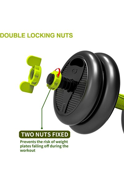 YALLA HomeGym 30KG Adjustable Dumbbells Barbell Kettlebell Set, 8 in 1 Free Weights Dumbbells