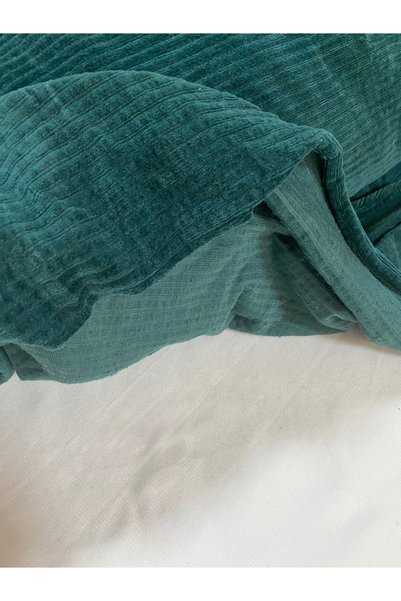 Butik Babadağ Fabric Emerald Stretch Fabric 160X260 cm Size Last Remaining Ene Striped Cotton Velvet