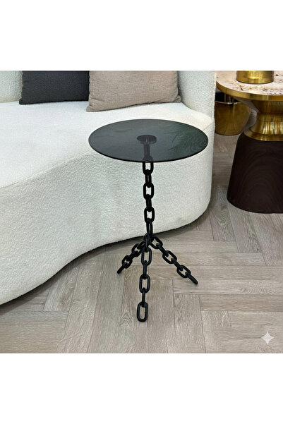 terndat طاولة خدمة سلسلة زجاج أسود شفاف