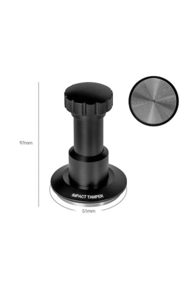 KYONANO Tamper espresso din oțel inoxidabil cu mâner ergonomic și acționare cu arc, 53 mm, negru