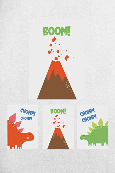 Mutluluk Atölyem ملصق ديناصور تي ريكس لطيف مقاس A4 - 21×30 سم، 3 قطع لتزيين ج...