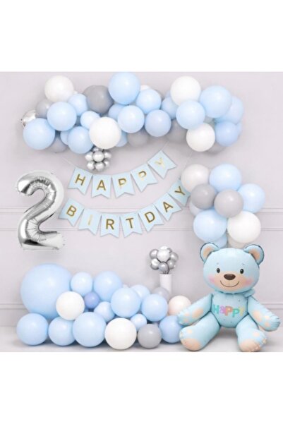 SİNDA Oturan Mavi Ayıcık Doğum Günü Partisi Seti- Yaş günü Konsepti, Oturan A...